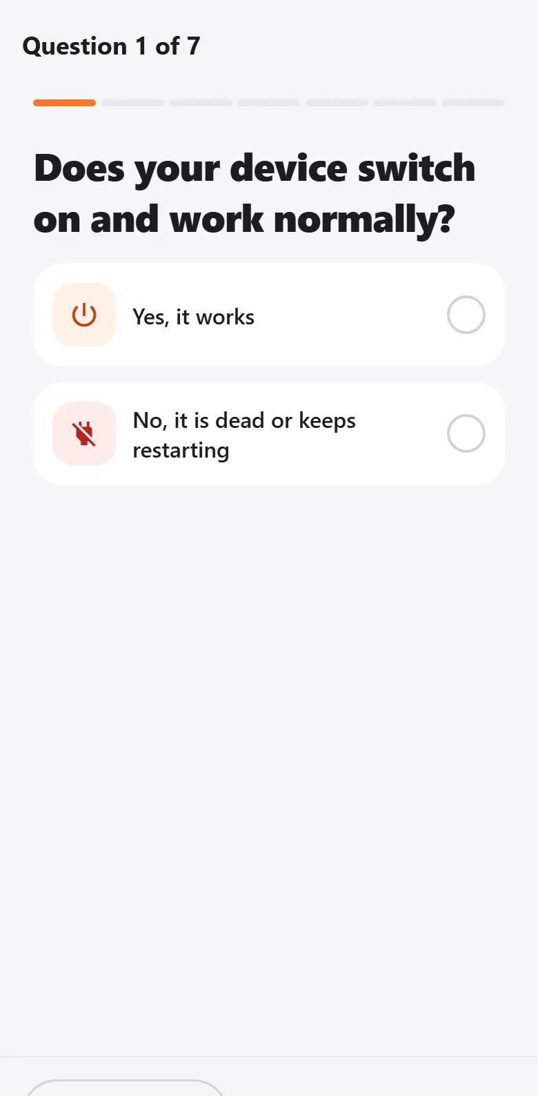 Phone Club Sell — Sell app — condition quiz