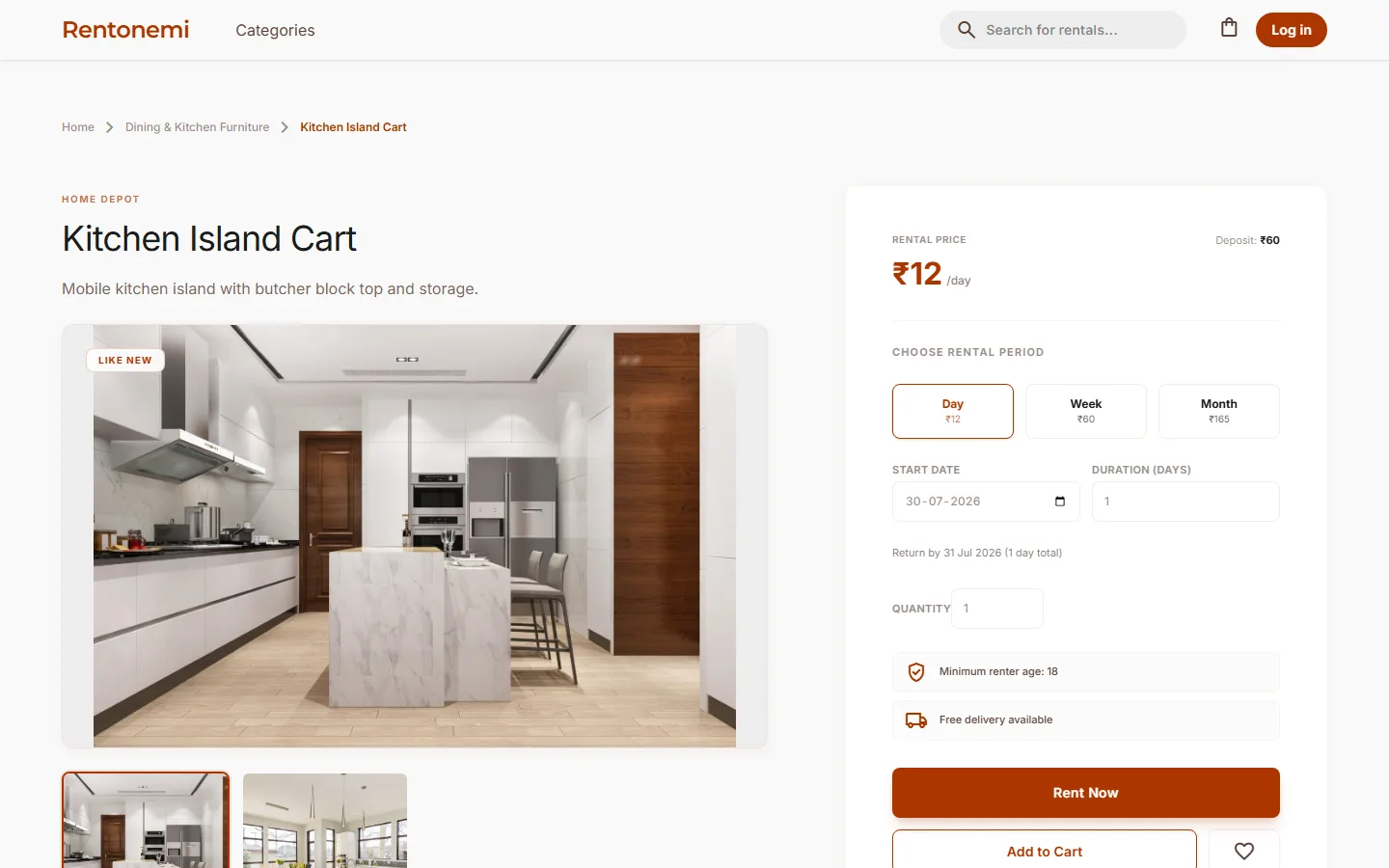Rentonemi — Rental detail with plans