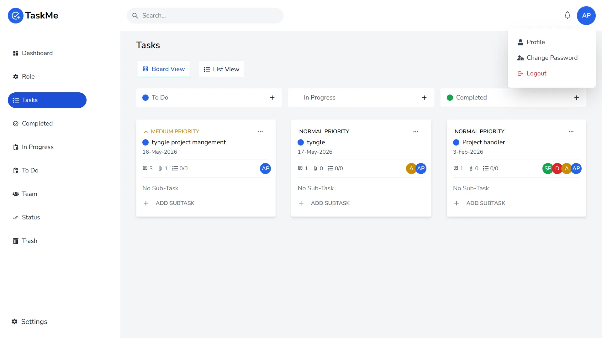 Task Manager — Task detail